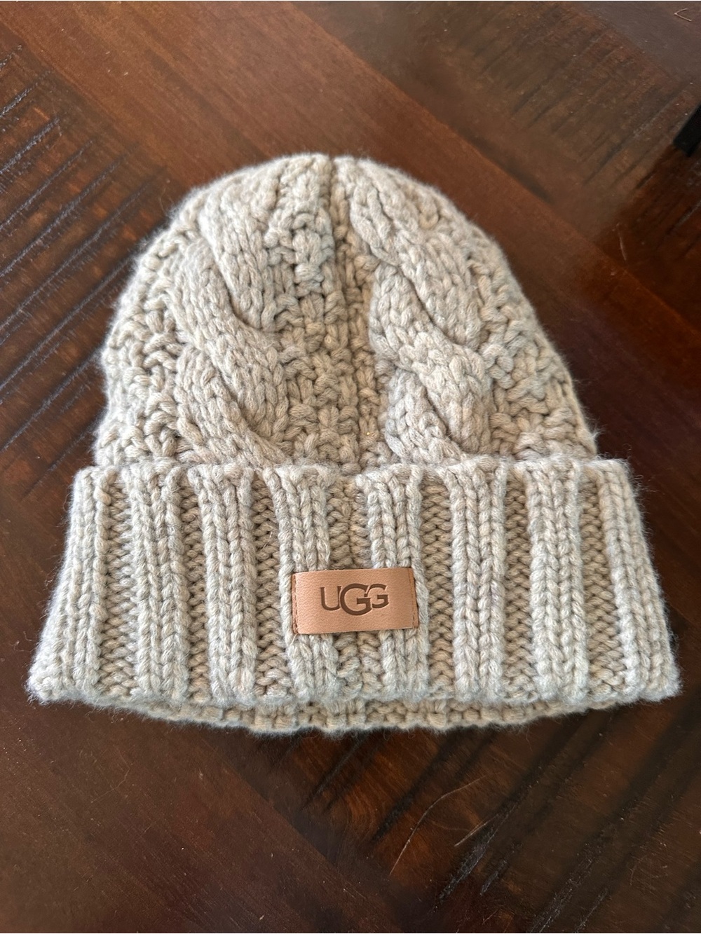 UGG Chunky Cable Knit Beanie in Taupe